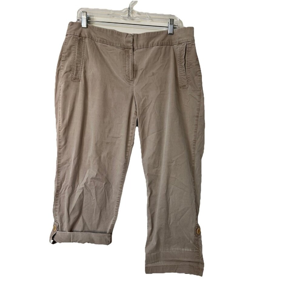 Eileen‎ Fisher Convertible Pants Sz L Beige Lightweight Organic Cotton Lyocell